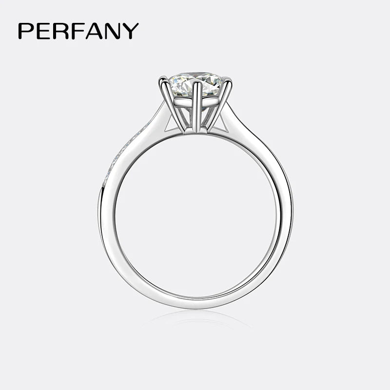PERFANY 0.5-3CT Moissanite Ring For Women S925 Pure Silver Sparkling Engagement Ring Wedding High-end Jewelry