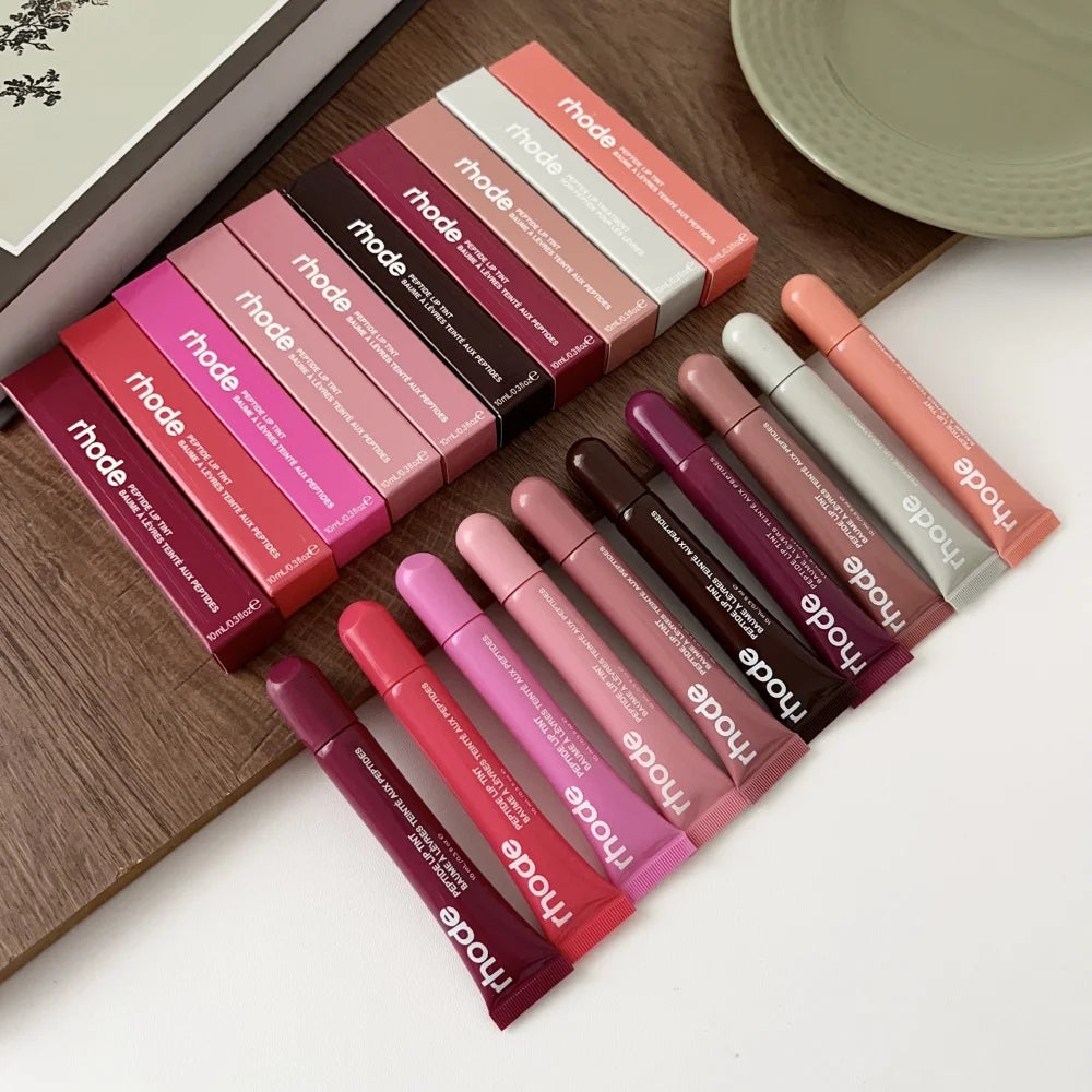 Pink Waterproof Smooth Rhode Lip Glaze Lipstick Candy Colorful With Box Lip Holder Gloss for Girl Gift Makeup Grey Strawberry