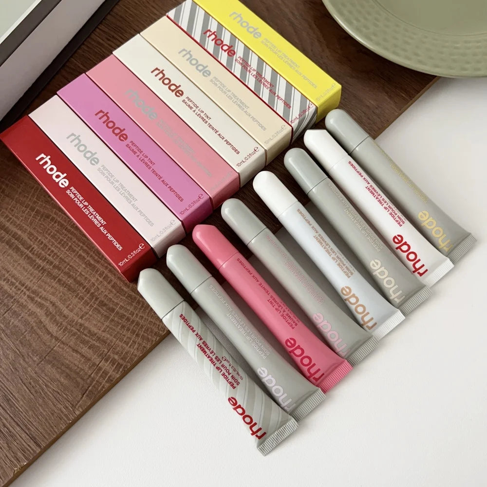 Pink Waterproof Smooth Rhode Lip Glaze Lipstick Candy Colorful With Box Lip Holder Gloss for Girl Gift Makeup Grey Strawberry