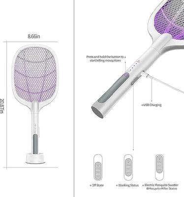 Electric Mosquito Swatter White ABS Silent Night Protection