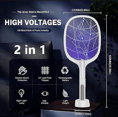 Electric Mosquito Swatter White ABS Silent Night Protection