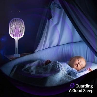 Electric Mosquito Swatter White ABS Silent Night Protection